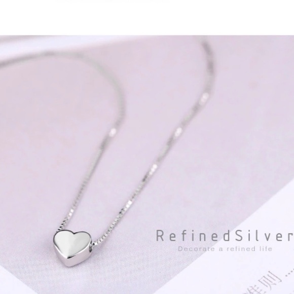 Silver Heart Necklace 925 Stamped Sterling Silver - Picture 5 of 5